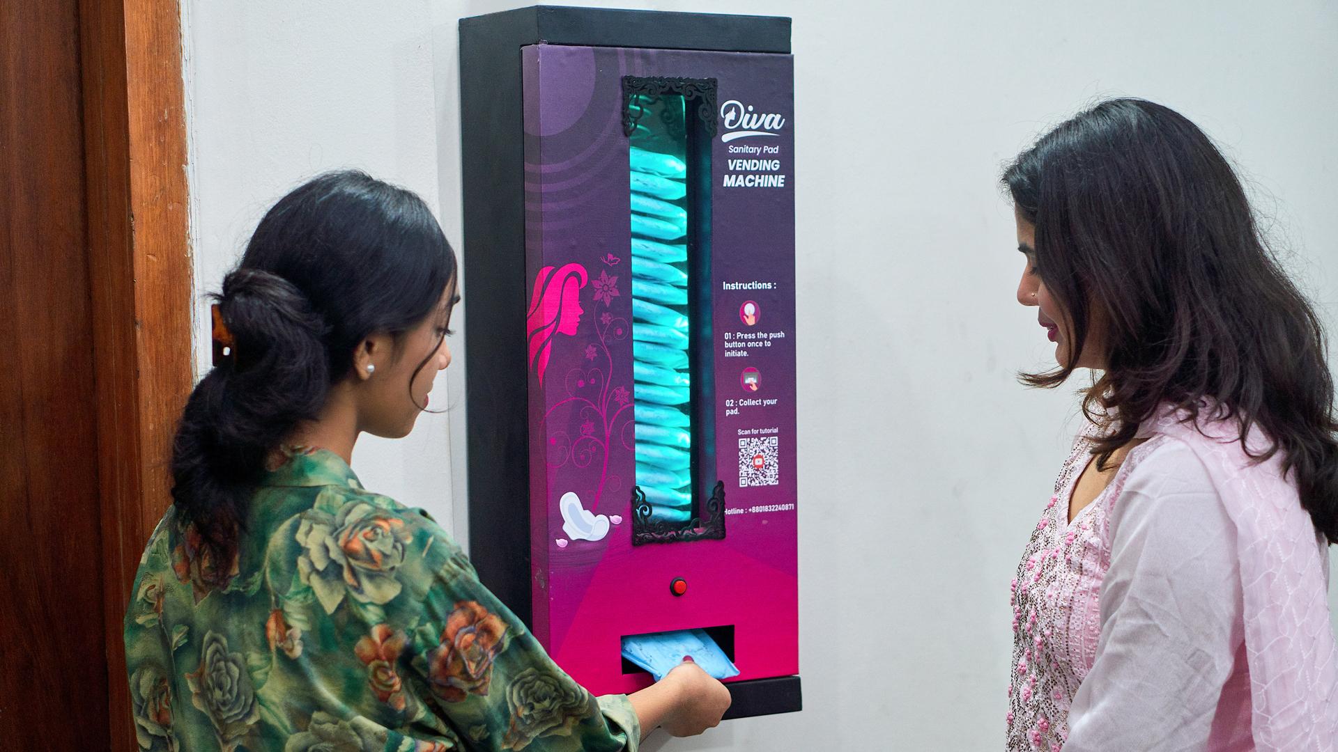 Women are using vending machines for sanitary pads in the office