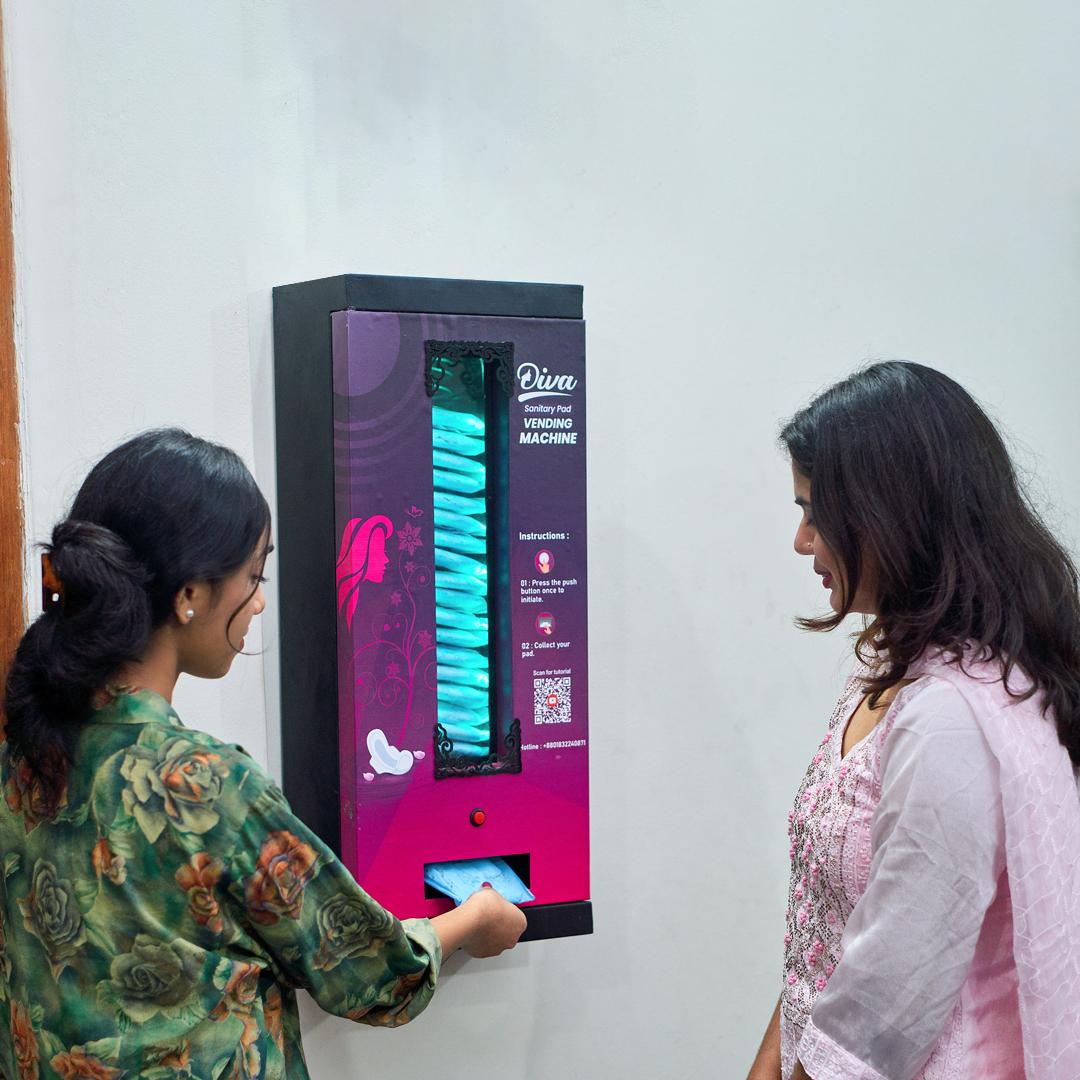 Women are using vending machines for sanitary pads in the office